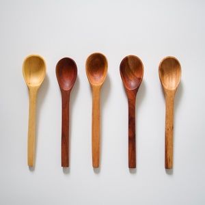 Handmade Wooden Small Spoons - 7" Pack of 5